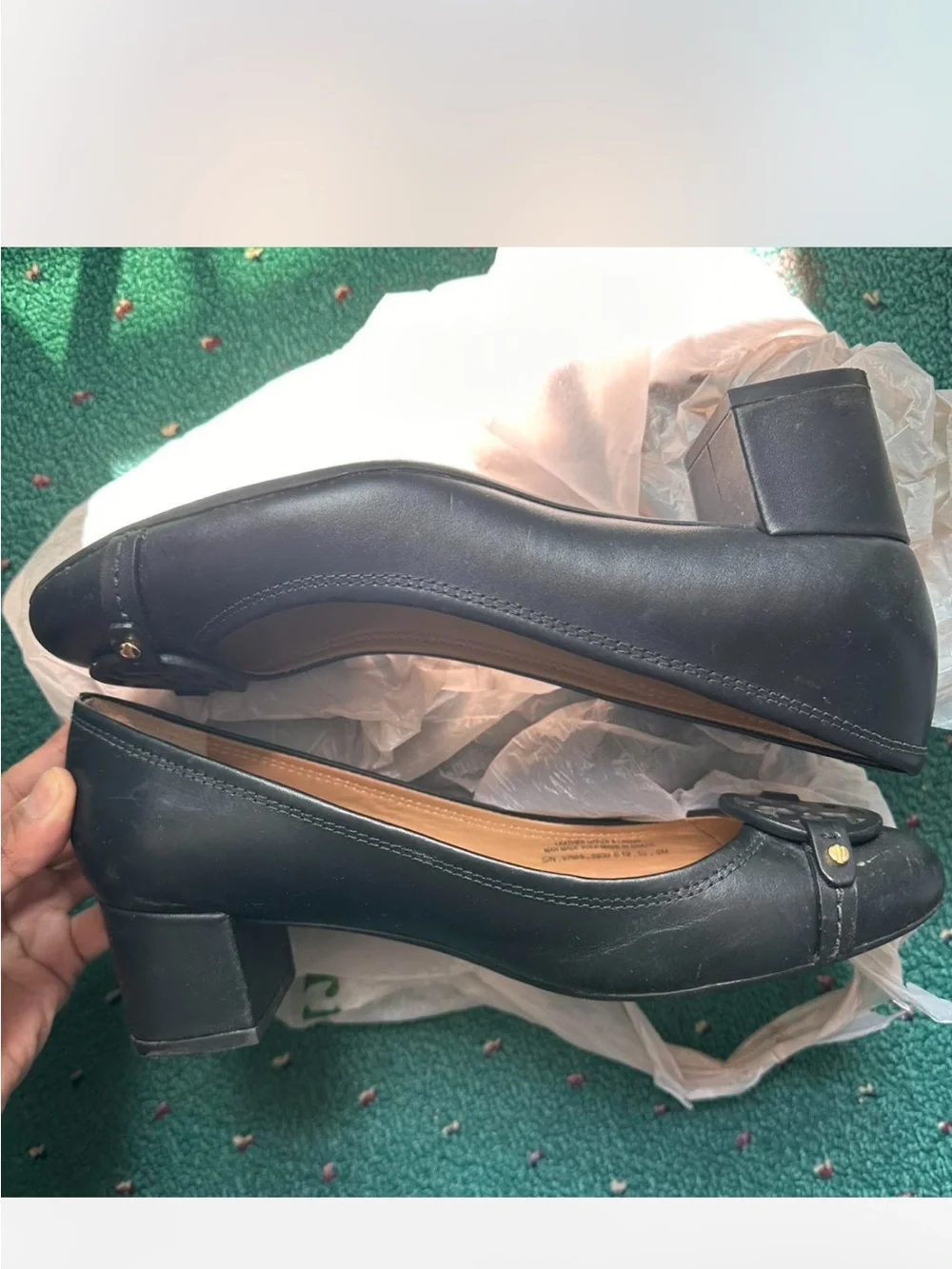 Tory Burch Women's Black Logo Block Heel